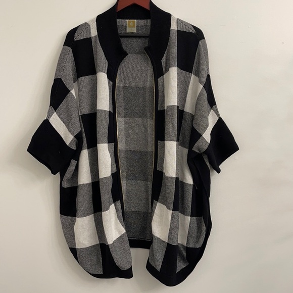 Anne Klein Sweaters - ANN KLIEN plaid sweater jacket